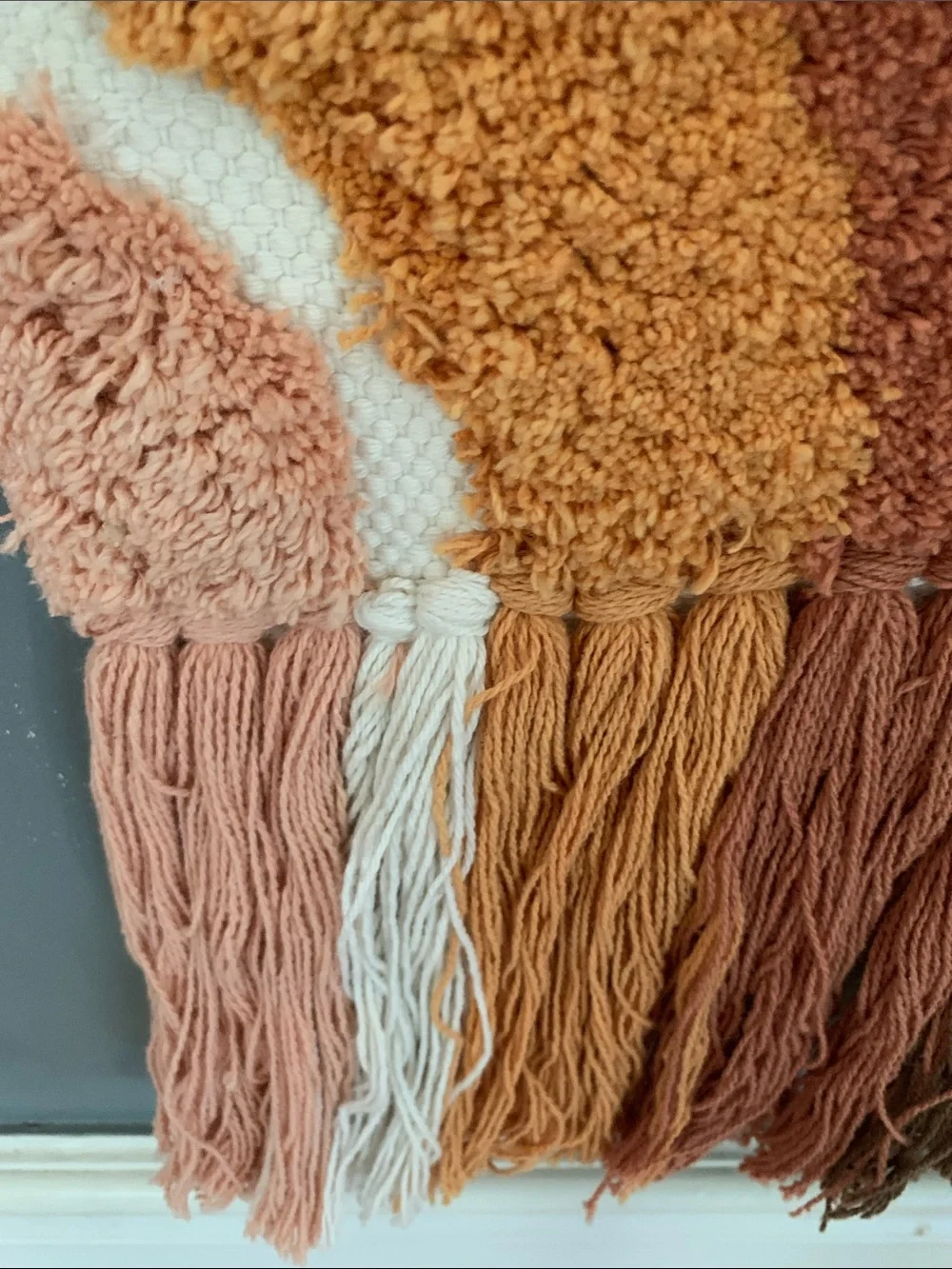 Boho Rainbow Fringe Wall Tapestry - Cream & Earth Tones